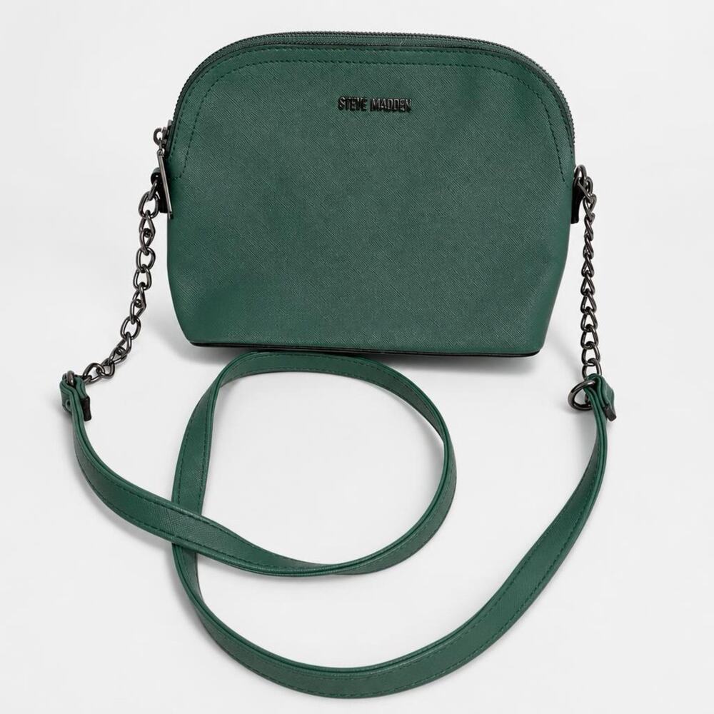 Steve Madden Solid Green Crossbody Bag Gray Chain Strap Small Purse